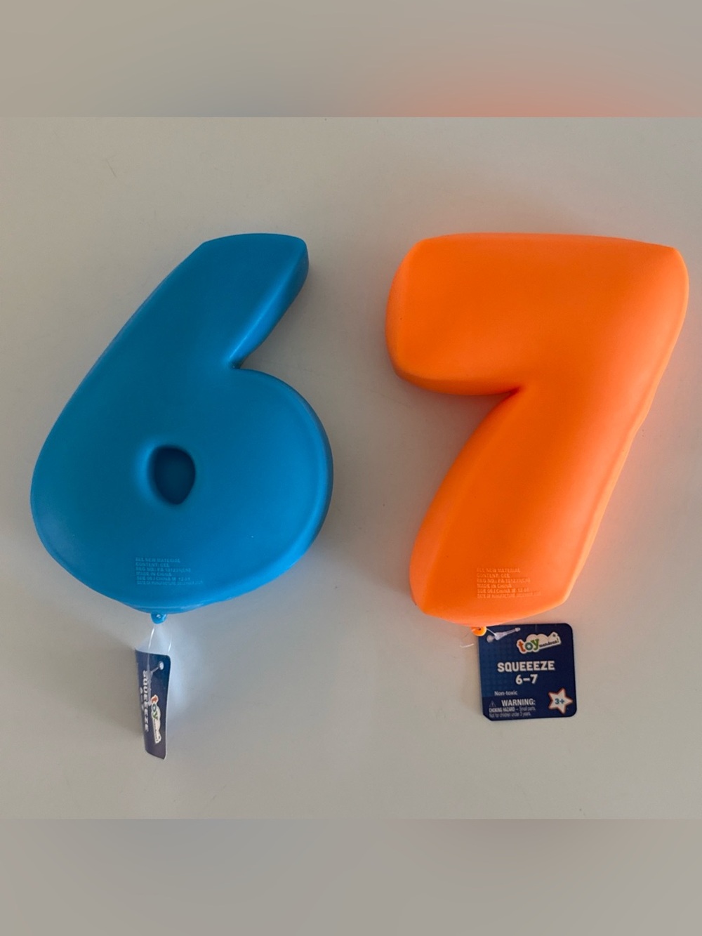 6 7 Squishy Orange & Blue Squeeze Fidget Stress Relief Viral TikTok NEW! Rare